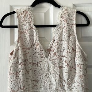 Lulu’s ‘Love Swept White Lace Midi Skater” dress.